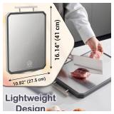 Stainless Steel Cutting Board for Kitchen - (16' x 11') Large Double Sided Steel/Wheat Straw PP Cutting Board for Meat, Vegetable and Fruits, Non-Toxic Dishwasher Safe Chopping Board Stainless Steel Cutting Board for Kitchen - (16' x 11') Large Double Sided Steel/Wheat Straw PP Cutting Board for Meat, Vegetable and Fruits, Non-Toxic Dishwasher Safe Chopping Board