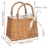 PRETYZOOM Rattan Woven Small Bag Decorative Flower Basket with Handle Portable Storage Basket for Wedding Party Home Garden Decor PRETYZOOM Rattan Woven Small Bag Decorative Flower Basket with Handle Portable Storage Basket for Wedding Party Home Garden Decor