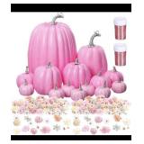 Zubebe Fall Decor 14 Pcs Assorted Sizes Artificial Pumpkins 100 Silk Flower Heads Faux Foam Pumpkins For Gifts Wedding Bridal Baby Shower Thanksgiving Table Centerpiece Mantel Shelf(Pink) Zubebe Fall Decor 14 Pcs Assorted Sizes Artificial Pumpkins 100 Silk Flower Heads Faux Foam Pumpkins For Gifts Wedding Bridal Baby Shower Thanksgiving Table Centerpiece Mantel Shelf(Pink)