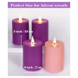 Advent Candles Battery Operated Set of 4, Flameless Candles with Remote Timer for Advent Wreath Church D cor (3 x 5 ) Advent Candles Battery Operated Set of 4, Flameless Candles with Remote Timer for Advent Wreath Church D cor (3 x 5 )