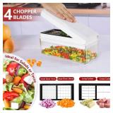 Vegetable Chopper, Onion Chopper Dicer, Mandoline Slicer, Food Chopper with Container, Vegetable Cutter for Salad Potato Carrot Garlic 9 Blades, White Black Vegetable Chopper, Onion Chopper Dicer, Mandoline Slicer, Food Chopper with Container, Vegetable Cutter for Salad Potato Carrot Garlic 9 Blades, White Black
