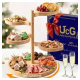 Tiered Charcuterie Board Gift for Women: Bamboo 360 Rotating Round Base with 4 Swivel Trays - White Elephant Gift Valentine Holiday Hosting Christmas Birthday Parties House Warming Gift for Couples Tiered Charcuterie Board Gift for Women: Bamboo 360 Rotating Round Base with 4 Swivel Trays - White Elephant Gift Valentine Holiday Hosting Christmas Birthday Parties House Warming Gift for Couples