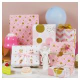 MAMUNU Pink and Gold Wrapping Paper Rolls, Birthday Gift Wrapping Paper for Kids Girls Women, Pink Gift Wrap Paper for Birthday Baby Shower Wedding Mother's Day, 4 Mini Rolls - 17 118 Inch Per Roll MAMUNU Pink and Gold Wrapping Paper Rolls, Birthday Gift Wrapping Paper for Kids Girls Women, Pink Gift Wrap Paper for Birthday Baby Shower Wedding Mother's Day, 4 Mini Rolls - 17 118 Inch Per Roll