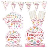 Qinyoung 25 Set Galentines Day Party Decoration Conversation Candy Heart Tableware Set Conversation Heart Disposable Paper Plates Napkins and Cups Happy Galentines Banner for Valentines Party Supplies Qinyoung 25 Set Galentines Day Party Decoration Conversation Candy Heart Tableware Set Conversation Heart Disposable Paper Plates Napkins and Cups Happy Galentines Banner for Valentines Party Supplies