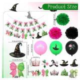 CAVETEE Pink and Green Party Decorations Set Witch and Princess Happy Birthday Balloons, Pom Poms, Happy Birthday Banner, Hanging Swirls for Birthday Party CAVETEE Pink and Green Party Decorations Set Witch and Princess Happy Birthday Balloons, Pom Poms, Happy Birthday Banner, Hanging Swirls for Birthday Party