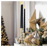 4 Pack 11.5 Inch Black Spiral Taper Candles, Solid Color Thin Candlesticks, Dripeless and Unscented Long Dinner Candle for Home Decoration Halloween Party Celebration 4 Pack 11.5 Inch Black Spiral Taper Candles, Solid Color Thin Candlesticks, Dripeless and Unscented Long Dinner Candle for Home Decoration Halloween Party Celebration