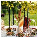 4 Pack 11.5 Inch Black Spiral Taper Candles, Solid Color Thin Candlesticks, Dripeless and Unscented Long Dinner Candle for Home Decoration Halloween Party Celebration 4 Pack 11.5 Inch Black Spiral Taper Candles, Solid Color Thin Candlesticks, Dripeless and Unscented Long Dinner Candle for Home Decoration Halloween Party Celebration