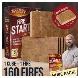 Fire Starter Cubes, 160 pcs - Bulk Pack - Firestarter Squares for Fireplace, Fire Pit, Wood Stove, BBQ, Charcoal, Pellets, Logs, Sticks Ignition - Natural, Odorless & Waterproof, Indoor & Outdoor Fire Starter Cubes, 160 pcs - Bulk Pack - Firestarter Squares for Fireplace, Fire Pit, Wood Stove, BBQ, Charcoal, Pellets, Logs, Sticks Ignition - Natural, Odorless & Waterproof, Indoor & Outdoor