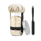 Sourdough Bread Baking Supplies,24 oz Sourdough Starter Jar Glass, Sourdough Starter Kit with Date Marked Feeding Band, Thermometer, Silicone Scraper, Sewn Cloth Cover & Aluminum Lid, Sourdough Jar Sourdough Bread Baking Supplies,24 oz Sourdough Starter Jar Glass, Sourdough Starter Kit with Date Marked Feeding Band, Thermometer, Silicone Scraper, Sewn Cloth Cover & Aluminum Lid, Sourdough Jar