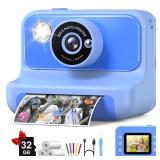 Kids Camera Instant Print, Christmas Birthday Gifts for Girls and Boys, Kids Camera with 32GB Card, Toddler Toy Camera for 3-12 Years Old, Blue Kids Camera Instant Print, Christmas Birthday Gifts for Girls and Boys, Kids Camera with 32GB Card, Toddler Toy Camera for 3-12 Years Old, Blue