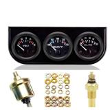 BLLYOGU 52mm 3-in-1 Car Gauge Kit - Voltage Meter, Water Temperature, and Oil Pressure Gauges - Auto Dashboard Triple Gauge Set for 12V Cars(Black) BLLYOGU 52mm 3-in-1 Car Gauge Kit - Voltage Meter, Water Temperature, and Oil Pressure Gauges - Auto Dashboard Triple Gauge Set for 12V Cars(Black)