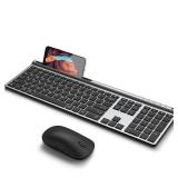 CHESONA Wireless Keyboard and Mouse Combo, Wireless Rechargeable Full Size Mulit-Device (BT 5.0+3.0+2.4G) Keyboard Mouse Combo for Mac OS/iOS/Windows/Android (Silver Black) CHESONA Wireless Keyboard and Mouse Combo, Wireless Rechargeable Full Size Mulit-Device (BT 5.0+3.0+2.4G) Keyboard Mouse Combo for Mac OS/iOS/Windows/Android (Silver Black)