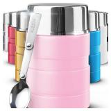 Earth&ME Stainless Steel Thermo For Hot Food 17OZ with Folding Spoon, Vacuum Insulated Food Container, Soup Thermo with Wide Mouth, Insulated Food Jar for Hot & Cold Food, Pink Earth&ME Stainless Steel Thermo For Hot Food 17OZ with Folding Spoon, Vacuum Insulated Food Container, Soup Thermo with Wide Mouth, Insulated Food Jar for Hot & Cold Food, Pink