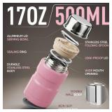 Earth&ME Stainless Steel Thermo For Hot Food 17OZ with Folding Spoon, Vacuum Insulated Food Container, Soup Thermo with Wide Mouth, Insulated Food Jar for Hot & Cold Food, Pink Earth&ME Stainless Steel Thermo For Hot Food 17OZ with Folding Spoon, Vacuum Insulated Food Container, Soup Thermo with Wide Mouth, Insulated Food Jar for Hot & Cold Food, Pink