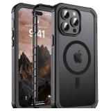 jaroco Magnetic for iPhone 14 Pro Max Case, [Compatible with MagSafe][Military Grade Drop Protection][Heavy Duty Protection][Non-Slip][Shockproof] 2-Layer Durable Bumper Phone Case 6.7''-Black