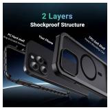jaroco Magnetic for iPhone 14 Pro Max Case, [Compatible with MagSafe][Military Grade Drop Protection][Heavy Duty Protection][Non-Slip][Shockproof] 2-Layer Durable Bumper Phone Case 6.7''-Black