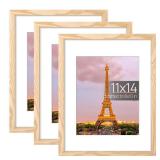 upsimples 11x14 Picture Frame Set of 3, Made of High Definition Glass for 8x10 with Mat or 11x14 Without Mat, Wall and Tabletop Display Photo Frames, Natural upsimples 11x14 Picture Frame Set of 3, Made of High Definition Glass for 8x10 with Mat or 11x14 Without Mat, Wall and Tabletop Display Photo Frames, Natural