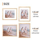 upsimples 11x14 Picture Frame Set of 3, Made of High Definition Glass for 8x10 with Mat or 11x14 Without Mat, Wall and Tabletop Display Photo Frames, Natural upsimples 11x14 Picture Frame Set of 3, Made of High Definition Glass for 8x10 with Mat or 11x14 Without Mat, Wall and Tabletop Display Photo Frames, Natural