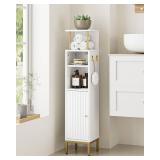 AEPOALUA Bathroom Storage Cabinet,Small Corner Floor Cabinet with 2 Hook,Narrow Toilet Paper Cabinet with Adjustable Shelves,Bathroom Organizer for Living Room,Small Spaces (Wave, White-37''H) AEPOALUA Bathroom Storage Cabinet,Small Corner Floor Cabinet with 2 Hook,Narrow Toilet Paper Cabinet with Adjustable Shelves,Bathroom Organizer for Living Room,Small Spaces (Wave, White-37''H)