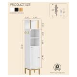 AEPOALUA Bathroom Storage Cabinet,Small Corner Floor Cabinet with 2 Hook,Narrow Toilet Paper Cabinet with Adjustable Shelves,Bathroom Organizer for Living Room,Small Spaces (Wave, White-37''H) AEPOALUA Bathroom Storage Cabinet,Small Corner Floor Cabinet with 2 Hook,Narrow Toilet Paper Cabinet with Adjustable Shelves,Bathroom Organizer for Living Room,Small Spaces (Wave, White-37''H)