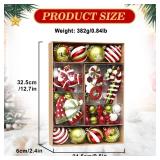 50 Pcs Christmas Ball Ornaments Sets, Elf Red Green White Shatterproof Christmas Tree Decor Hanging Ball Ornaments Bulk, Candy Cane Decorations for Xmas Holiday Party 50 Pcs Christmas Ball Ornaments Sets, Elf Red Green White Shatterproof Christmas Tree Decor Hanging Ball Ornaments Bulk, Candy Cane Decorations for Xmas Holiday Party