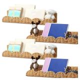 Pinkunn 4 Pcs Nursery Book Shelves 15.8 Inch Rattan Scalloped Floating Bookshelves Wicker Boho Book Shelf for Wall Mounted Decor Nursery Rooms Hanging (Classic) Pinkunn 4 Pcs Nursery Book Shelves 15.8 Inch Rattan Scalloped Floating Bookshelves Wicker Boho Book Shelf for Wall Mounted Decor Nursery Rooms Hanging (Classic)