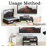 TEAMIX Wood Monitor Stand Riser-2 Pack, 2 Tier Adjustable Monitor Stand Dual Monitor Riser for 2 Monitors/Laptop/PC Black Computer Stand for Desk TEAMIX Wood Monitor Stand Riser-2 Pack, 2 Tier Adjustable Monitor Stand Dual Monitor Riser for 2 Monitors/Laptop/PC Black Computer Stand for Desk