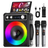 VOSOCO Karaoke Machine, Portable Bluetooth Karaoke Speaker with 2 Wireless Microphones, PA System for Adults Kids with LED Lights & Echo Adjustment, Supports TWS/TF/USB/AUX for Home Party VOSOCO Karaoke Machine, Portable Bluetooth Karaoke Speaker with 2 Wireless Microphones, PA System for Adults Kids with LED Lights & Echo Adjustment, Supports TWS/TF/USB/AUX for Home Party