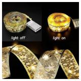 Hongsome Ribbon Lights for Christmas Tree Decorations,32ft 100 LED Lights Gold Edge Wired Ribbon Fairy Lights for Xmas Tree Wedding Birthday Party Home Holiday Decor Hongsome Ribbon Lights for Christmas Tree Decorations,32ft 100 LED Lights Gold Edge Wired Ribbon Fairy Lights for Xmas Tree Wedding Birthday Party Home Holiday Decor