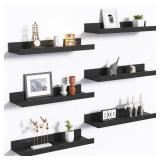 upsimples Floating Shelves for Wall, Wall Shelves for Decor Storage Set of 6, Wall Mounted Wood Shelf for Bedroom, Living Room, Bathroom, Kitchen, Picture Ledge Shelf, Black upsimples Floating Shelves for Wall, Wall Shelves for Decor Storage Set of 6, Wall Mounted Wood Shelf for Bedroom, Living Room, Bathroom, Kitchen, Picture Ledge Shelf, Black