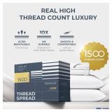 THREAD SPREAD 100% Egyptian Cotton King Size Sheets Set - Luxury 1500 Thread Count Egyptian Cotton Sheets King Size, Silky Soft, Cooling, Sateen Weave 17\' Deep Pocket Bed Set - White THREAD SPREAD 100% Egyptian Cotton King Size Sheets Set - Luxury 1500 Thread Count Egyptian Cotton Sheets King Size, Silky Soft, Cooling, Sateen Weave 17\' Deep Pocket Bed Set - White