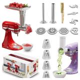 21Pcs Meat Grinder & Cheese Grater Attachment for KitchenAid Stand Mixer, with 4 Grinding Plates, Metal Sausage Stuffer Tubes, 4 Slicer Shredder Attachment, Kitchen Aid Accessories and Attachments 21Pcs Meat Grinder & Cheese Grater Attachment for KitchenAid Stand Mixer, with 4 Grinding Plates, Metal Sausage Stuffer Tubes, 4 Slicer Shredder Attachment, Kitchen Aid Accessories and Attachments