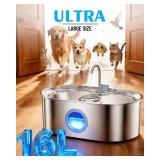 4.2Gal Dog Water Fountain for Large Dogs, 16L Stainless Steel Dog Fountain Water Bowl with Multi-Filtration & Deeper Drinking Tray, Extra Large Pet Water Fountain with Water Window & LED, Ultra-Quiet 4.2Gal Dog Water Fountain for Large Dogs, 16L Stainless Steel Dog Fountain Water Bowl with Multi-Filtration & Deeper Drinking Tray, Extra Large Pet Water Fountain with Water Window & LED, Ultra-Quiet