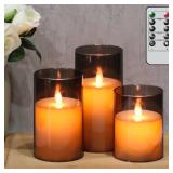 Eldnacele Glass Flameless Candles with Remote and Timer, Battery Operated Moving Wick Unbreakable Plastic Black Flickering LED Pillar Candle Set of 3 Dinner Wedding Holiday Indoor Decor Eldnacele Glass Flameless Candles with Remote and Timer, Battery Operated Moving Wick Unbreakable Plastic Black Flickering LED Pillar Candle Set of 3 Dinner Wedding Holiday Indoor Decor