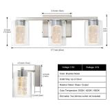 SineRise 3-Light Brushed Nickel Vanity Light with 3 Color Modes (3000K/4000K/6000K), Eye Protection LED Bathroom Light Fixture, Dimmable Modern Wall Light Over Mirror with Clear Glass Shade SineRise 3-Light Brushed Nickel Vanity Light with 3 Color Modes (3000K/4000K/6000K), Eye Protection LED Bathroom Light Fixture, Dimmable Modern Wall Light Over Mirror with Clear Glass Shade
