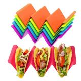 Aichoof Colorful Taco Holder Stands Set of 6 - Premium Large Tray Plates Holds Up to 3 or 2 Tacos Each, PP Health Material Very Hard and Sturdy, Dishwasher & Microwave Safe Aichoof Colorful Taco Holder Stands Set of 6 - Premium Large Tray Plates Holds Up to 3 or 2 Tacos Each, PP Health Material Very Hard and Sturdy, Dishwasher & Microwave Safe