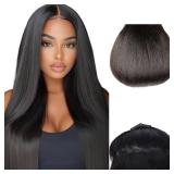 Essent Seamless Light Yaki Straight Clip in Hair Extensions Seamless Real Human Hair, 24 Inch 1Pack 130g 7Pcs Human Hair Extensions for Women Natural Black Essent Seamless Light Yaki Straight Clip in Hair Extensions Seamless Real Human Hair, 24 Inch 1Pack 130g 7Pcs Human Hair Extensions for Women Natural Black