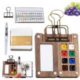 Mini Watercolor Travel Paint Set, Mini Paint Palette Travel Kit Set with Picture Book, Pocket Artist Water Color Travel Set with Colours, Binder Clips, Watercolor Pens, Wooden Paint Box for Painters A Mini Watercolor Travel Paint Set, Mini Paint Palette Travel Kit Set with Picture Book, Pocket Artist Water Color Travel Set with Colours, Binder Clips, Watercolor Pens, Wooden Paint Box for Painters A
