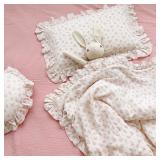 BuLuTu Cotton Muslin Kids Toddler Pillowcase with Galsang Flowers Print, Shabby Chic Nursery Pillowcases with Ruffle Edge, Boys Girls Soft Travel Pillow, Durable Pillow Cover 14\'x20\', 1 Piece BuLuTu Cotton Muslin Kids Toddler Pillowcase with Galsang Flowers Print, Shabby Chic Nursery Pillowcases with Ruffle Edge, Boys Girls Soft Travel Pillow, Durable Pillow Cover 14\'x20\', 1 Piece