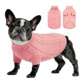 Dog Pullover Sweater, Cold Weather Cable Knitwear, Classic Turtleneck Thick Warm Clothes for Chihuahua, Bulldog, Dachshund, Pug, Yorkie (Pink, X-Small) Dog Pullover Sweater, Cold Weather Cable Knitwear, Classic Turtleneck Thick Warm Clothes for Chihuahua, Bulldog, Dachshund, Pug, Yorkie (Pink, X-Small)