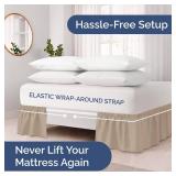 Wrap Around Dust Ruffle Bed Skirt - Cream - for Queen Size Beds with 15 in. Drop â Easy Fit Elastic Strap - Pleated Bedskirt with Brushed Fabric - Wrinkle Free, Machine Wash - by CGK Linens Wrap Around Dust Ruffle Bed Skirt - Cream - for Queen Size Beds with 15 in. Drop â Easy Fit Elastic Strap - Pleated Bedskirt with Brushed Fabric - Wrinkle Free, Machine Wash - by CGK Linens