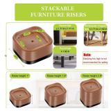 Yookwutar 4 Pack Furniture Risers 1 Inch, Adjustable Bed Risers Heavy Duty for Table Desk Couch Chair Sofa Cabinet Bed Legs Dorm, Square Stackable Bed Raisers Blocks Lift Height 1\', 2\' or 3\', Brown Yookwutar 4 Pack Furniture Risers 1 Inch, Adjustable Bed Risers Heavy Duty for Table Desk Couch Chair Sofa Cabinet Bed Legs Dorm, Square Stackable Bed Raisers Blocks Lift Height 1\', 2\' or 3\', Brown