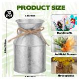 12 Pcs Farmhouse Metal Flower Vase Decor, 5.3 Inch Galvanized Milk Can Jug Vase with Twine Bow Rustic Flower Buckets for Centerpieces Floral Display Table Home Wedding Festival DIY Decorations 12 Pcs Farmhouse Metal Flower Vase Decor, 5.3 Inch Galvanized Milk Can Jug Vase with Twine Bow Rustic Flower Buckets for Centerpieces Floral Display Table Home Wedding Festival DIY Decorations