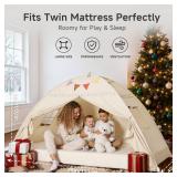 Toddler bed Tent Canopy: Lights & Flags Indoor Floor Twin Bed Kids Tent Play Tent - Twin Bed Curtains - Girls&Boys Play House Bedroom Privacy Space Sleeping Tents Gifts Large Teepee Tent(Golden Beige) Toddler bed Tent Canopy: Lights & Flags Indoor Floor Twin Bed Kids Tent Play Tent - Twin Bed Curtains - Girls&Boys Play House Bedroom Privacy Space Sleeping Tents Gifts Large Teepee Tent(Golden Beige)