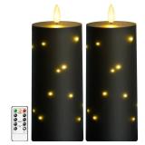Sasigeiaa Waterproof Outdoor Candles with Timer & Remote - Battery Operated LED Candles, Realistic Flameless Plastic Pillar, Pack of 2 (4\' D x 10\' H, Black) for Patio, Garden Camping Rainy Weather Sasigeiaa Waterproof Outdoor Candles with Timer & Remote - Battery Operated LED Candles, Realistic Flameless Plastic Pillar, Pack of 2 (4\' D x 10\' H, Black) for Patio, Garden Camping Rainy Weather
