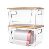 spospo 2 Pack Trash Bag Holder with Bamboo Lid, Stackable Trashbag Dispenser, Extra Large Garbage Bag Holder for Kitchen Laundry Room Under Sink Organization and Storage spospo 2 Pack Trash Bag Holder with Bamboo Lid, Stackable Trashbag Dispenser, Extra Large Garbage Bag Holder for Kitchen Laundry Room Under Sink Organization and Storage