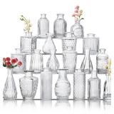 Glass Bud Vase Set of 20, Small Flower Vases, Glass Vases for Centerpieces, Vintage Home Table Decorations Bud Vases (20 Pcs, Clear) Glass Bud Vase Set of 20, Small Flower Vases, Glass Vases for Centerpieces, Vintage Home Table Decorations Bud Vases (20 Pcs, Clear)