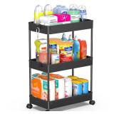 SPACEKEEPER Rolling Storage Cart 3 Tier Bathroom Cart Organizers with Wheels Laundry Room Organization Mobile Shelving Unit Utility Cart Storage Shelves Multi-Functional for Office, Home, Black SPACEKEEPER Rolling Storage Cart 3 Tier Bathroom Cart Organizers with Wheels Laundry Room Organization Mobile Shelving Unit Utility Cart Storage Shelves Multi-Functional for Office, Home, Black