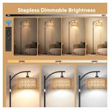 ROTTOGOON Boho Floor Lamp with Dimmable Bulb, Rattan &Linen Double Shades, Boho Standing Tall Lamps with Foot Switch, Bohemian Floor Lamps for Living Room, Bedroom, Office ROTTOGOON Boho Floor Lamp with Dimmable Bulb, Rattan &Linen Double Shades, Boho Standing Tall Lamps with Foot Switch, Bohemian Floor Lamps for Living Room, Bedroom, Office