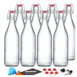 8 Pack [1 L / 33 fl. oz.] Swing Top Glass Bottles w/ Airtight Stopper Lids â Flip Top Brewing Bottle for Fermentation, Kombucha, Mead, Vinegar, Beer, Kefir, Wine, Soda â With 8 Extra Seals &